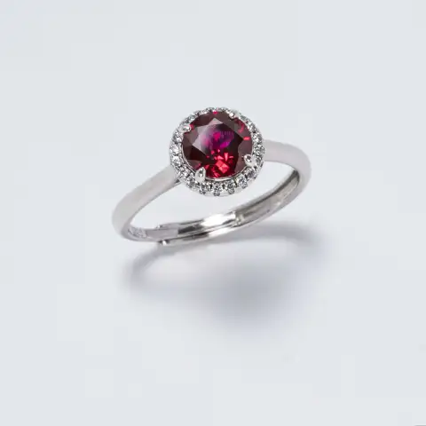 1CT Synthetic Ruby Round Brilliant Cut Ring